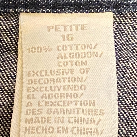 Liz Claiborne Women’s Size 16 Petite Denim Skirt Dark Wash Trim Design Side Zip - Picture 6 of 9